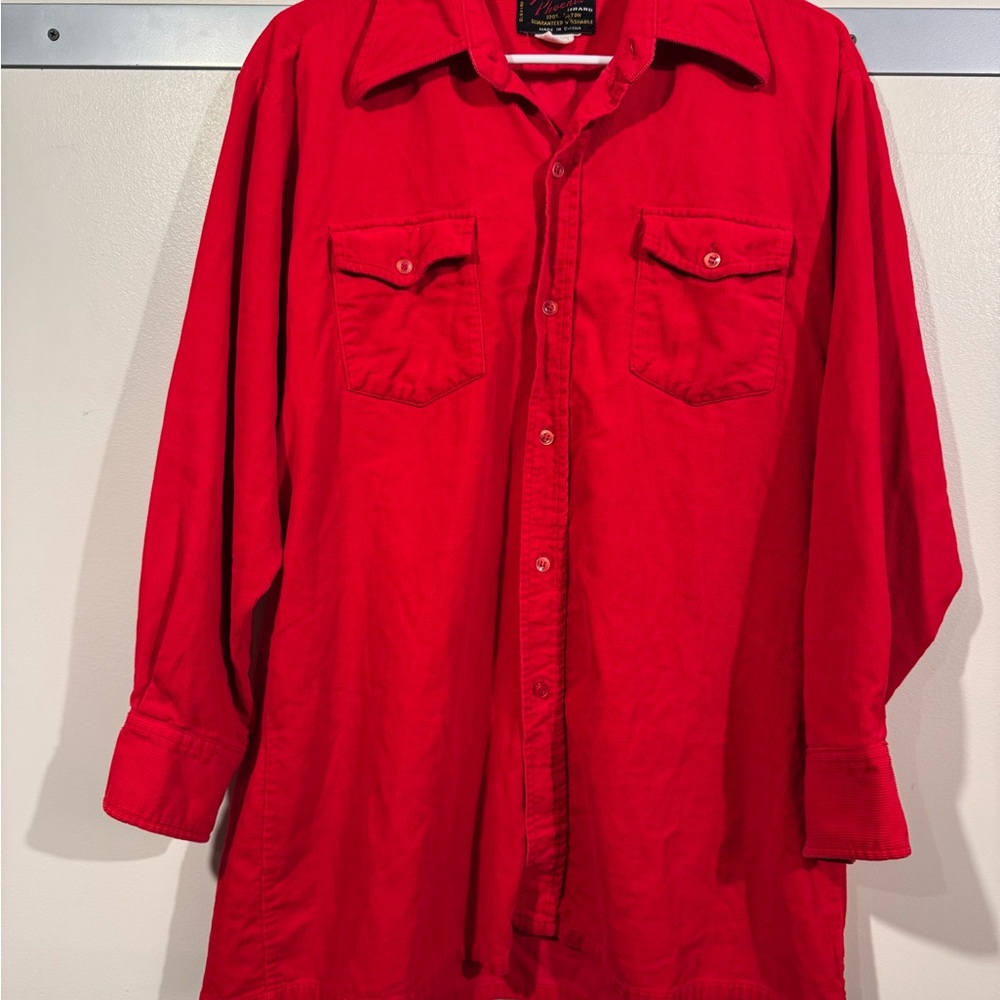 Vintage red corduroy long sleeve Button Down Shirt